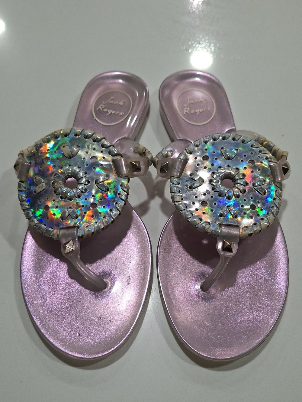 Jack Rogers Pink Iridescent Medallion Jelly Sandals